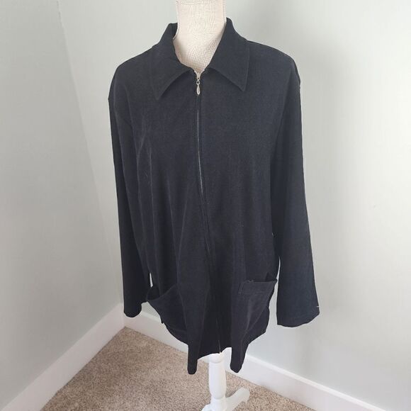 NOTATIONS CLOTHING CO BLACK ZIP UP JACKET WITH FRONT POCKETS SIZE 1X - Picture 1 of 6